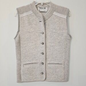 Meister Knit Vintage Austrian Wool Vest Grey Button Up Small Made in Austria